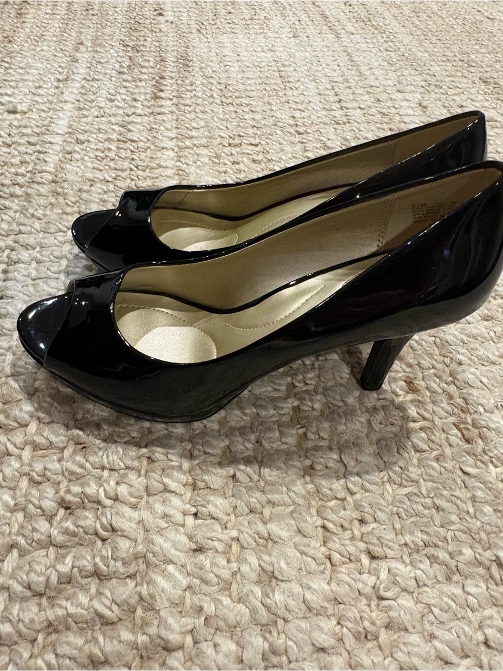 Bandolino Black Patent Peep-Toe Heels